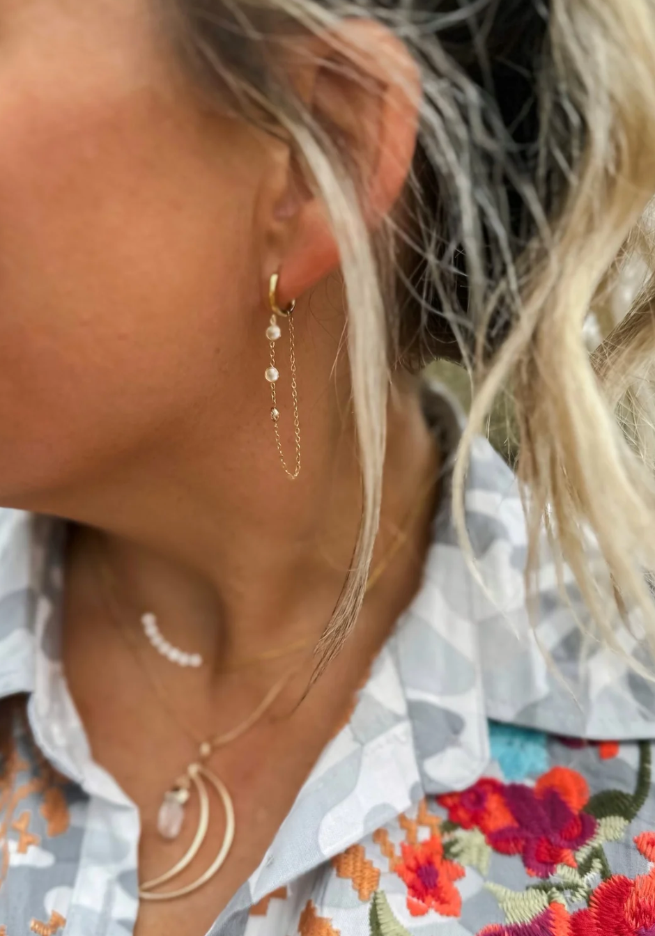 DIAMOND CASCADE HOOP EARRING