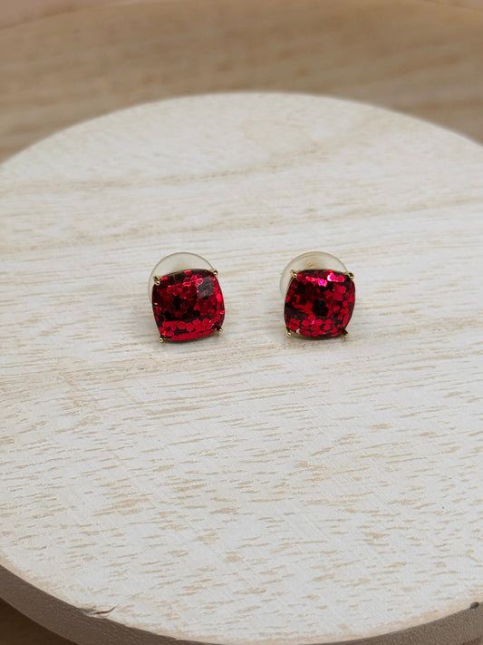 Magenta Rhinestone Earrings