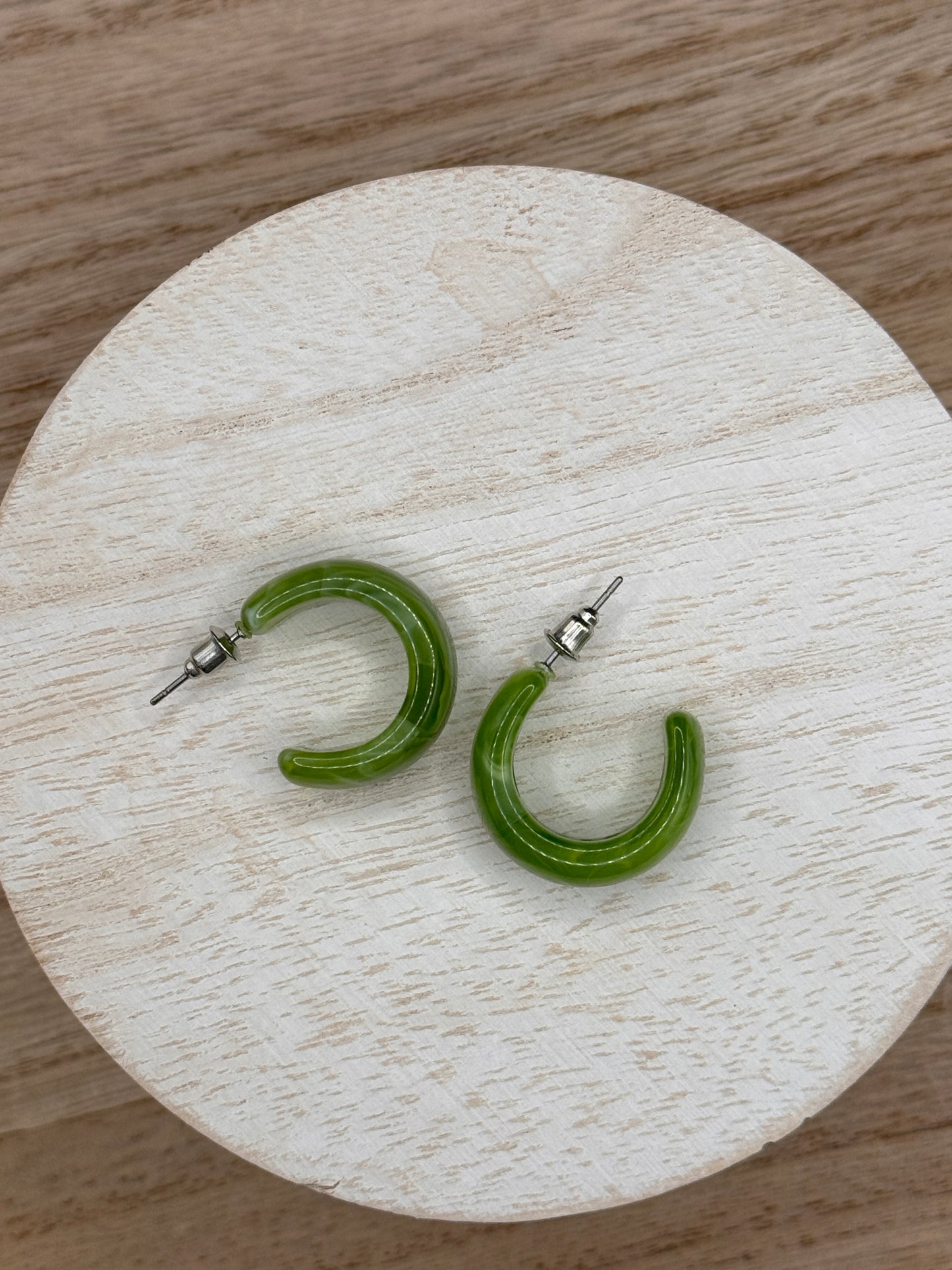 Green Hoop Earrings