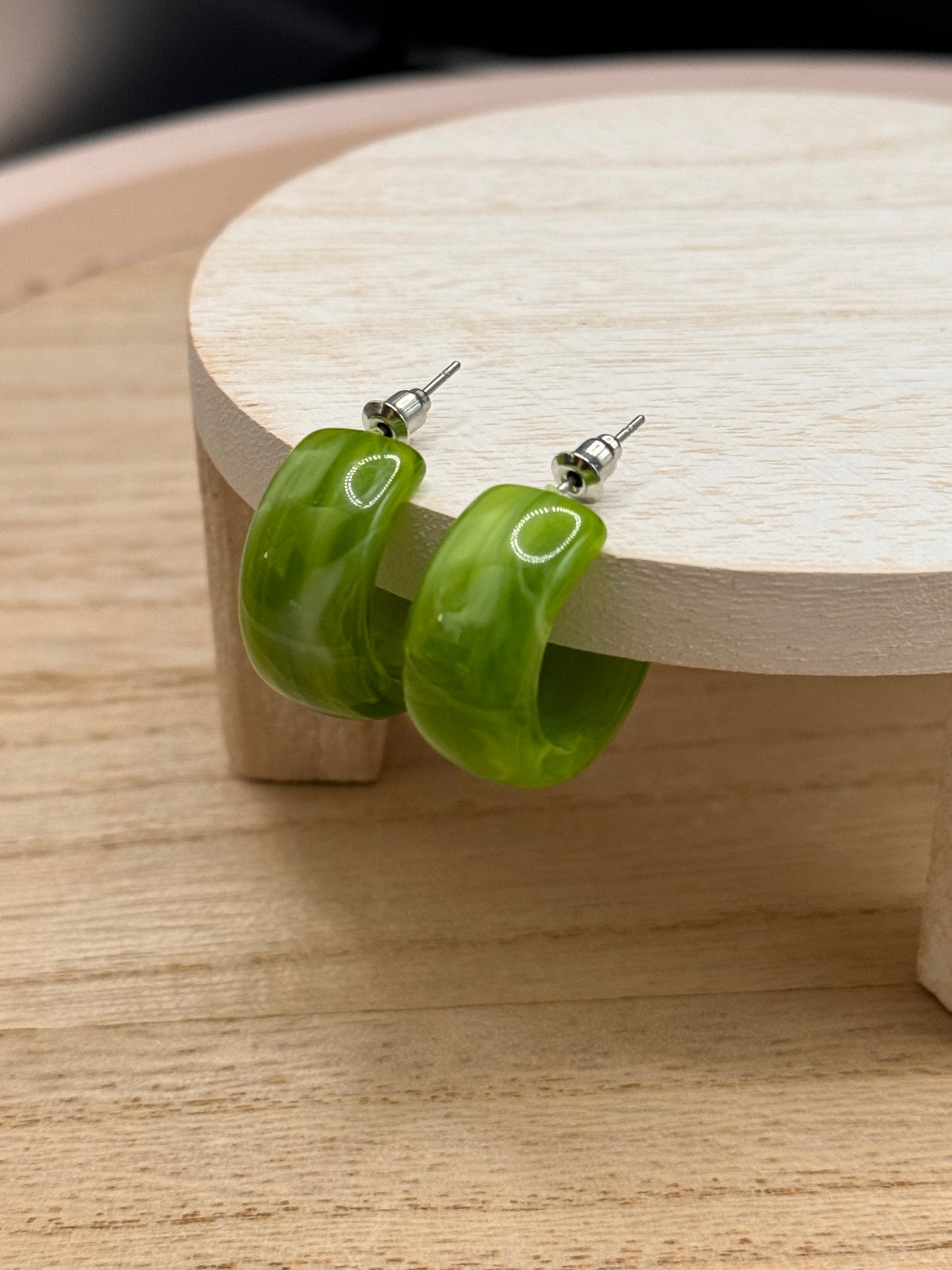 Green Hoop Earrings